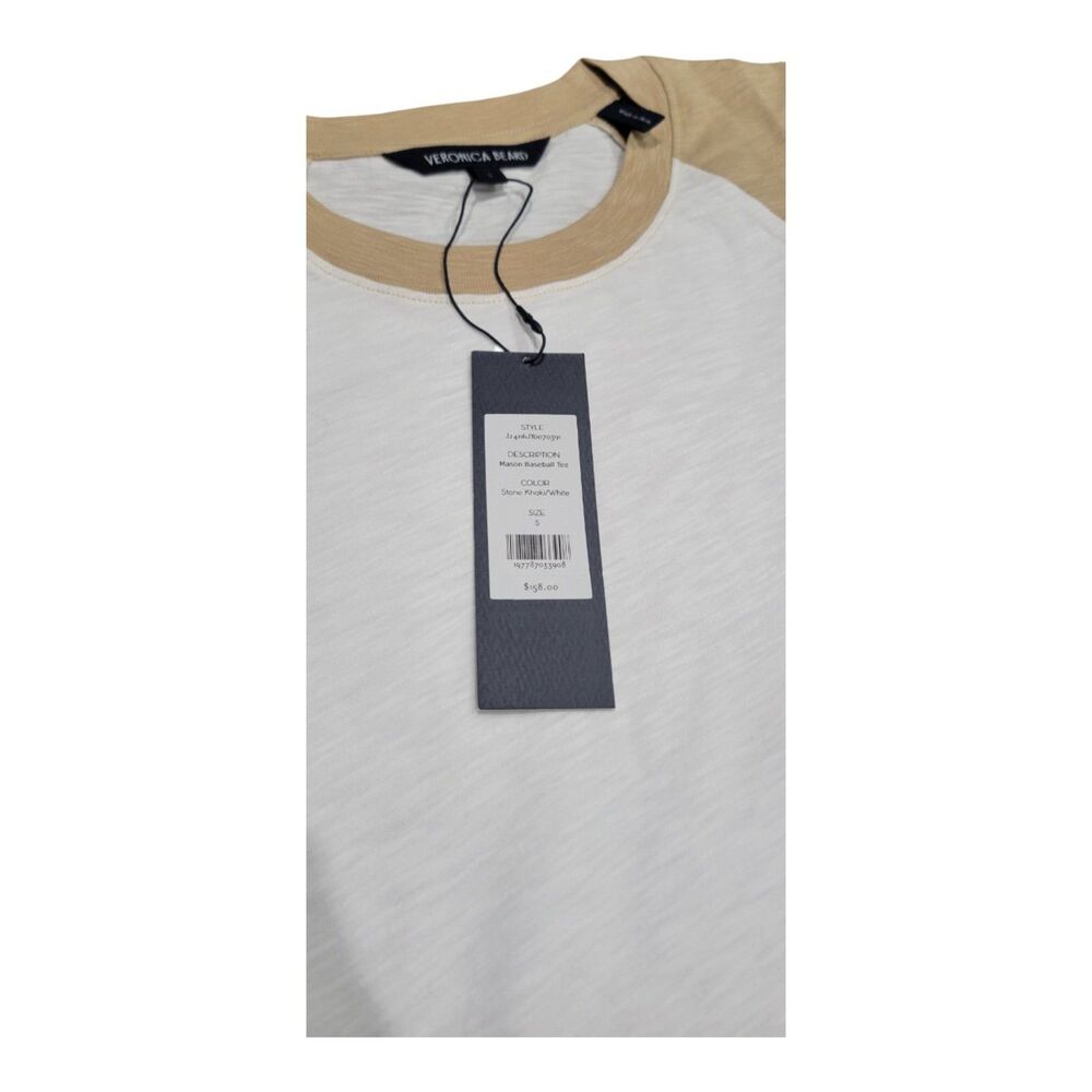 Veronica Beard White and Tan Long Sleeve Tee - Picture 4 of 14